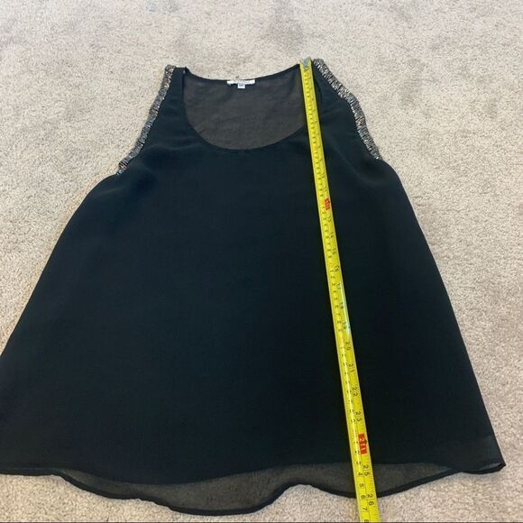 𝅺BUFFALO Black chiffon sheer beaded camisole blouse Sz S - Picture 6 of 8